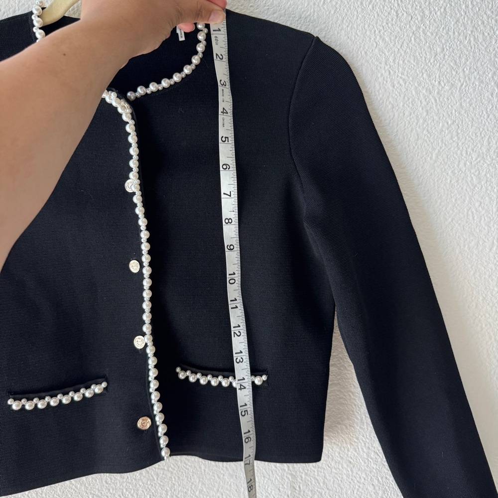 *SOLD* 
Sandro Black Faux Pearl Beaded Sorbonne Cardigan Size Small - Picture 10 of 12